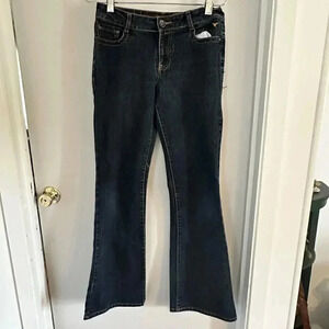 Grane Jeans Juniors Size 7 Regular Waist Boot Cut 5 Pocket Dark Blue Wash EUC